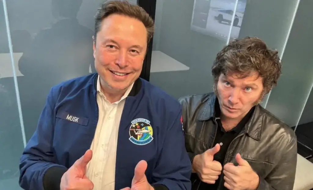 presidente da argentina javier milei se encontra com bilionario elon musk nos eua